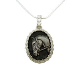 Abbey Horse Head Pendant with Laced Rein Surround