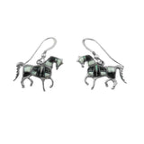 Black and White Inlay Horse Earrings Sterling Silver