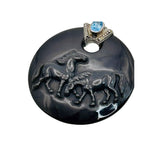 Carved Onyx Horses Pendant Necklace