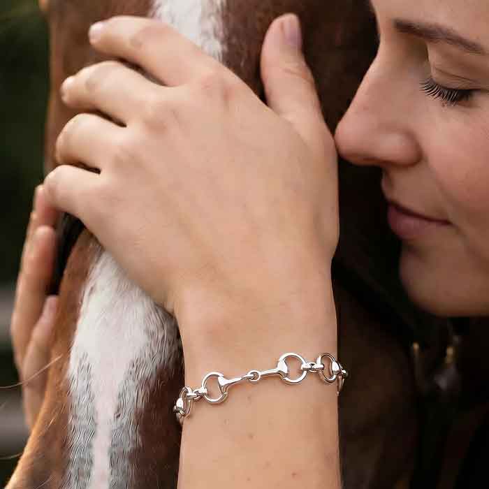 Chloe Classic Snaffle Horse Bit Bracelet sterling silver shown horse lover's wrist