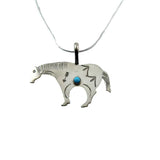Western Cow Pony Necklace Sterling Silver w/Turquoise