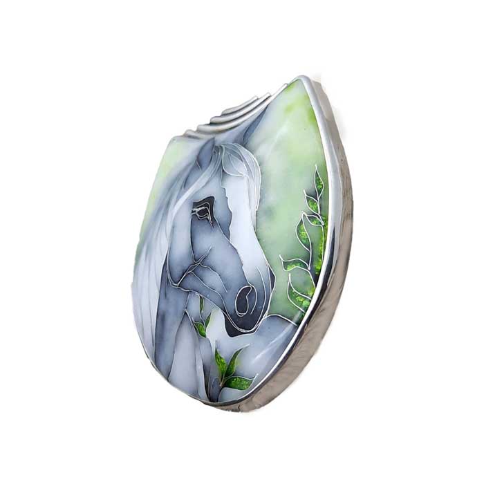 Crown Cloisonné Horse Necklace Pendant