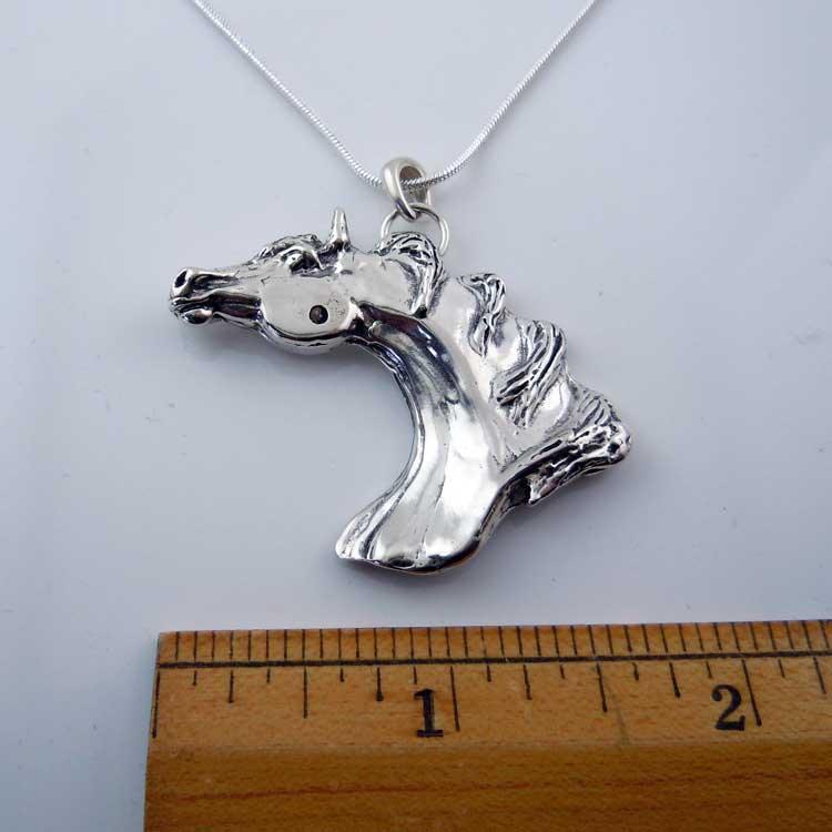 Darley Arabian Horse Head Pendant Necklace Sterling Silver