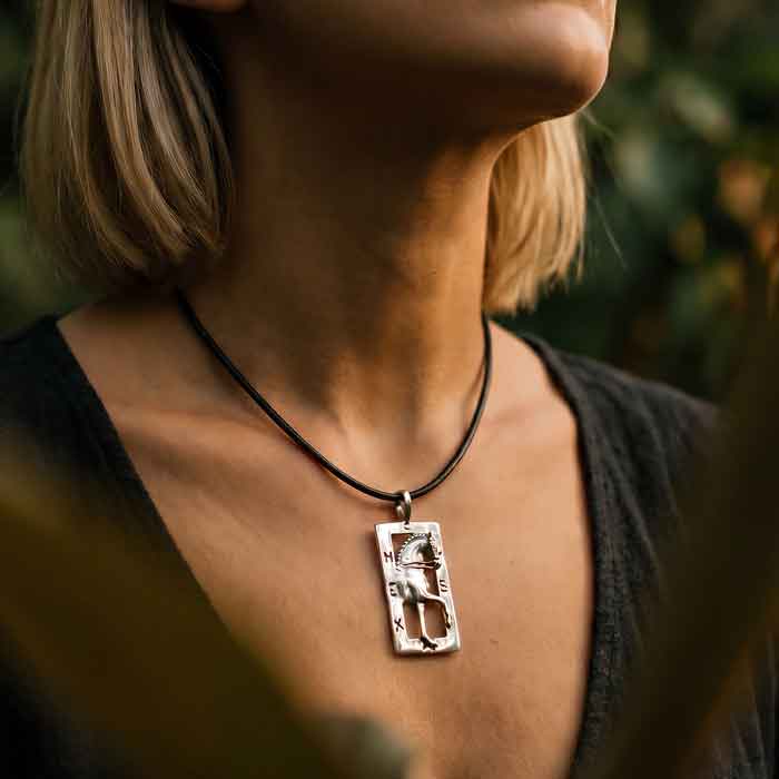 Enter at A Dressage Horse Pendant Necklace in Sterling silver on dressage enthusiast