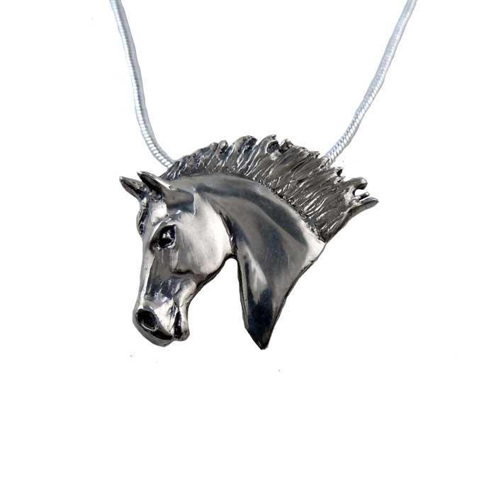 Glory horse head pendant necklace sterling silver