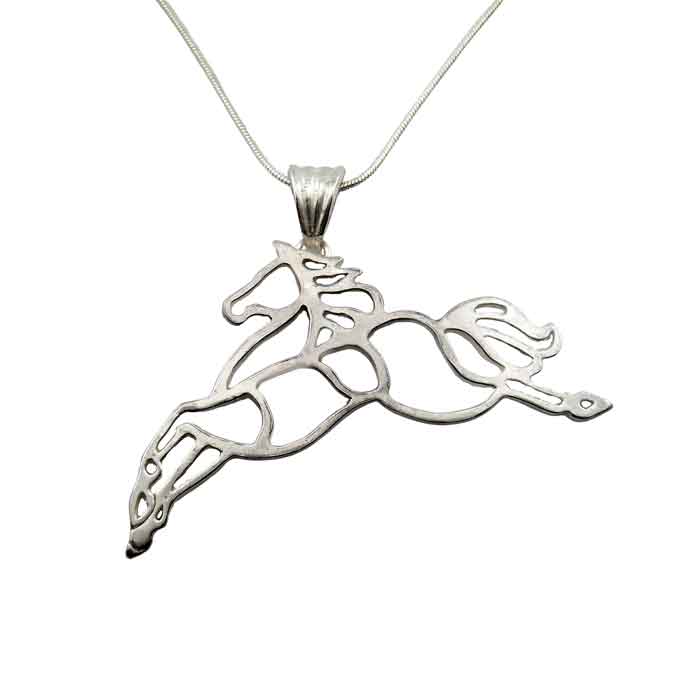 jupiter jumping horse pendant necklace in sterling silver