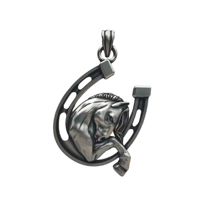 Just Hanging Out Horse and Horseshoe Necklace