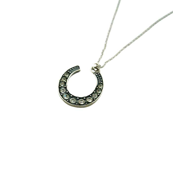 Lucky Little Horseshoe Necklace sterling silver and CZ