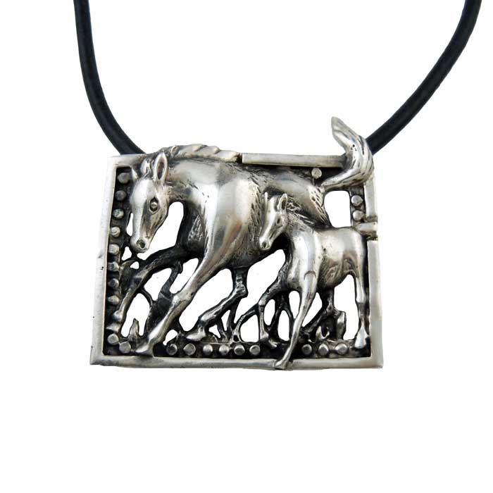 Mare and Foal Family Vintage Necklace