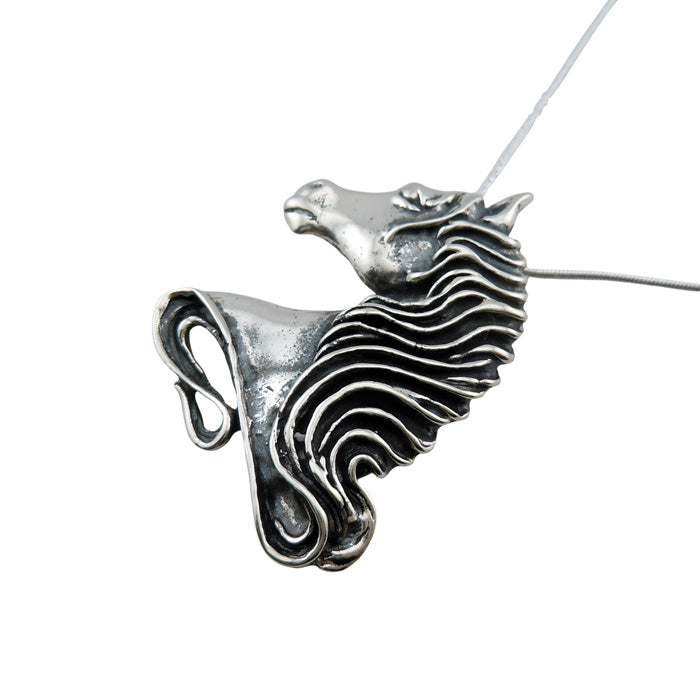 Medusa Horse Head Pendant in Sterling Silver viewed from berhind