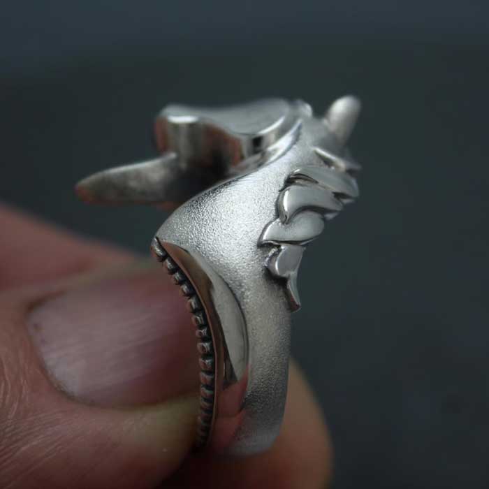 New Horse Ring in Sterling Silver with beaded edging