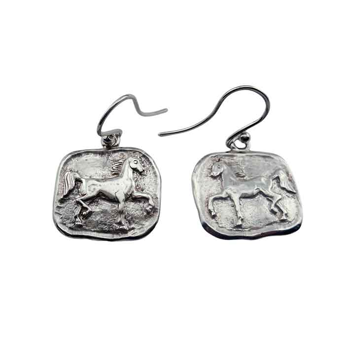 prancing sterling silver horse dangle earrings