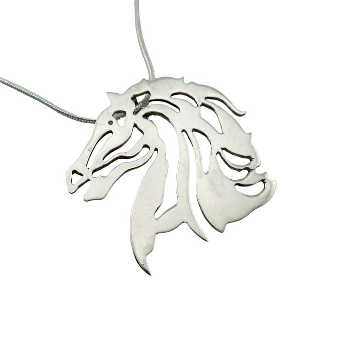 Raffles Horse Head Pendant Necklace in Sterling Silver