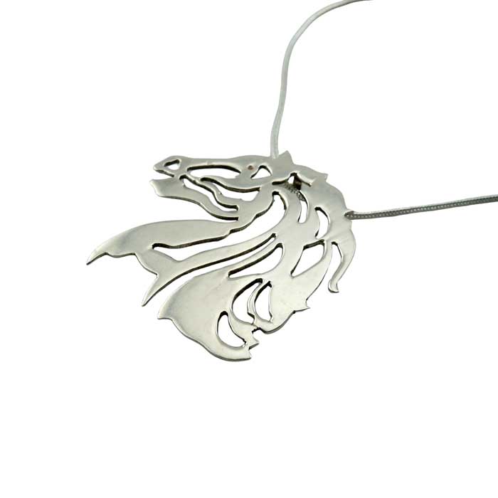Raffles Horse Head Pendant Necklace in Sterling Silver