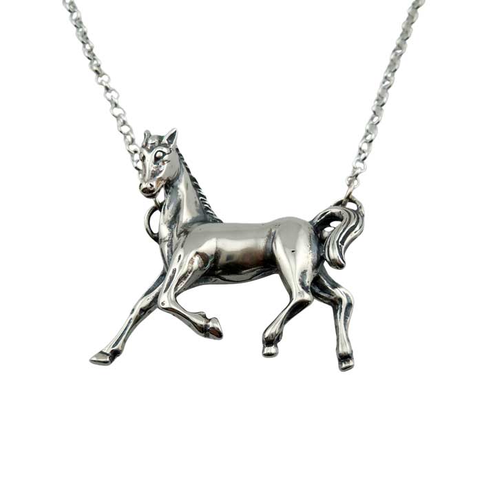 Serfina Horse Pendant Necklace Sterling Silver 2nd style of hanging