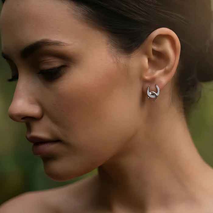 Swinging on a Star oops Horseshoe Post Earrings sterling silver shown on horse lover