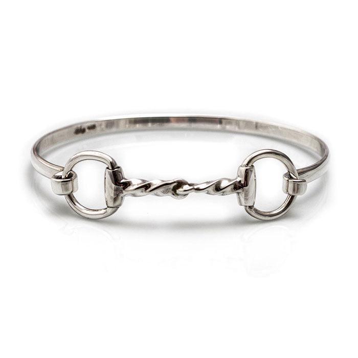 twisted snaffle horse bit bangle bracelet sterling silver