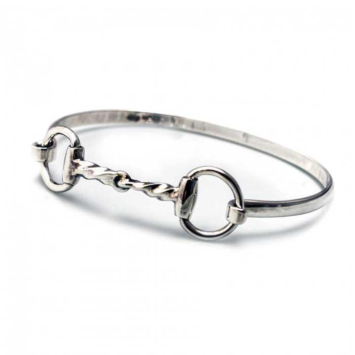 twisted snaffle horse bit bangle bracelet sterling silver