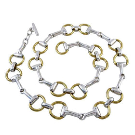 Two Tone Snaffle Horse Bit Necklace Sterling Silver Brass