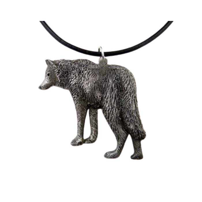 Wolf Pendant Necklace in Pewter