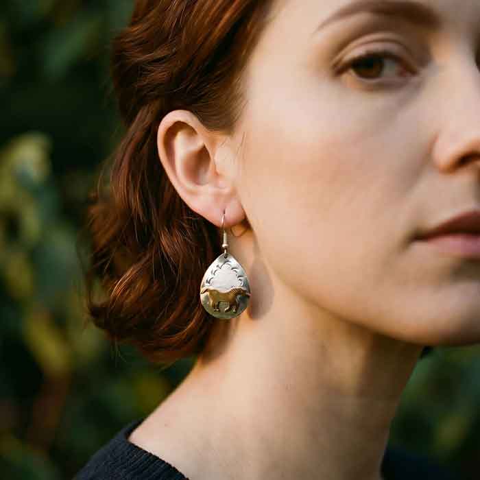 Wind Dancer Horse Dangle Earrings Sterling Silver shown on horse lover