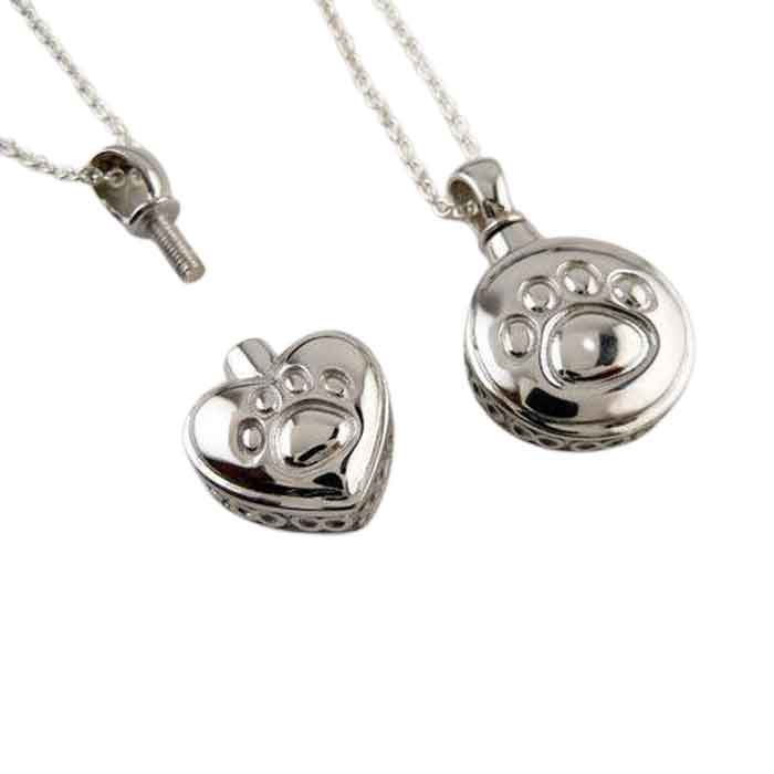Paw Print Eternity Keepsake Pendant Necklace sterling silver
