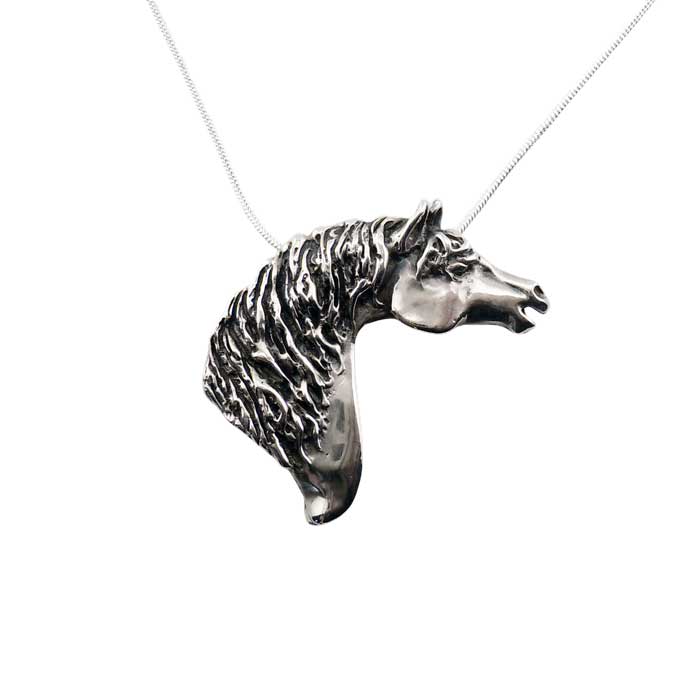 arabian horse head pendant necklace sterling silver