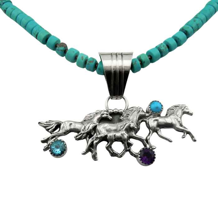 Band of Horses in Sterling Silver with Turquoise Necklace