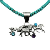 Band of Horses in Sterling Silver with Turquoise Necklace