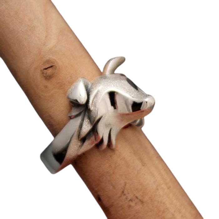 border collie ring in sterling silver