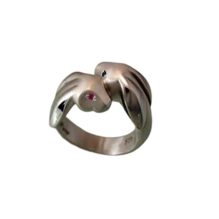 Lopp Eared Bunny Rabbit Ring Gemstone Eyes Sterling Silver -