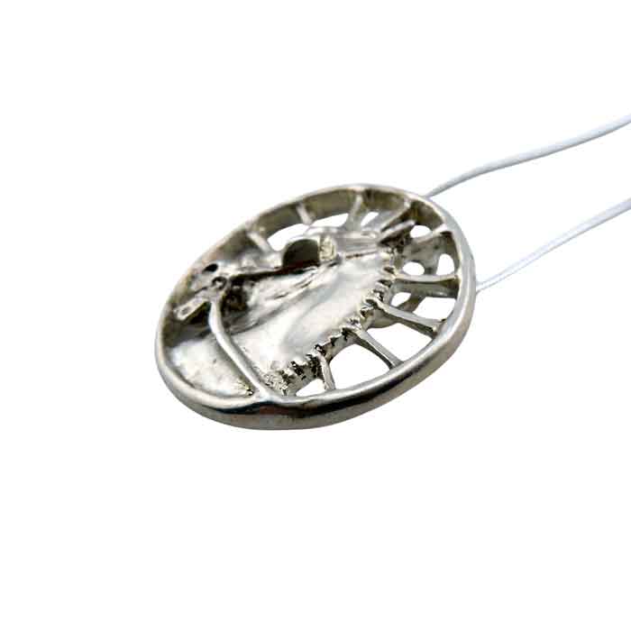 Carriage Horse Pendant Necklace in Sterling Silver side view showing detail
