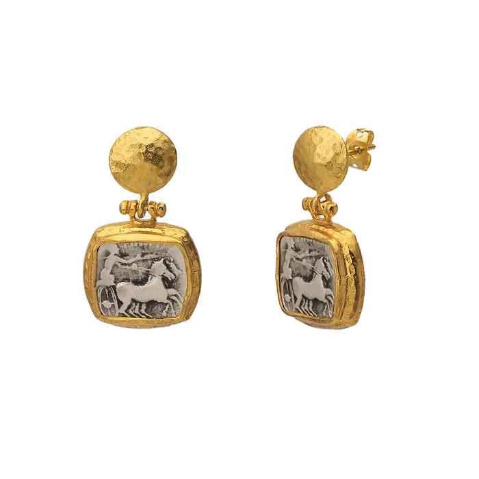 Roman Chariot Coin Earrings