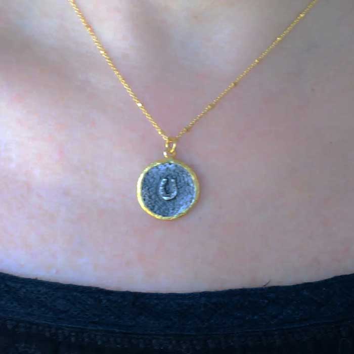 Circle-of-Horseshoe-Luck-necklace on gold filled chain
