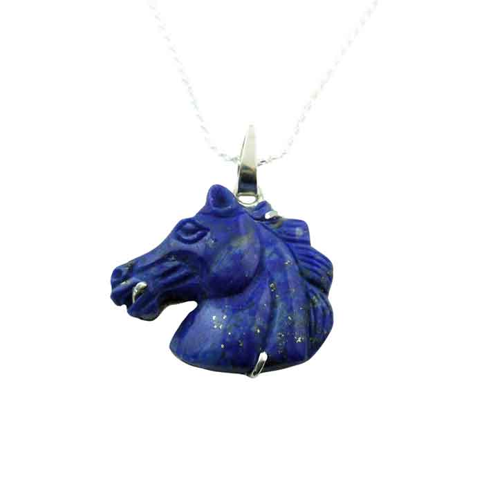 Dark Sky Lapis Horse Head Pendant Necklace