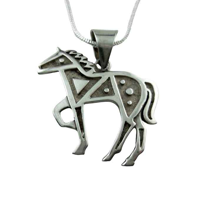 Apache horse pendant necklace sterling silver