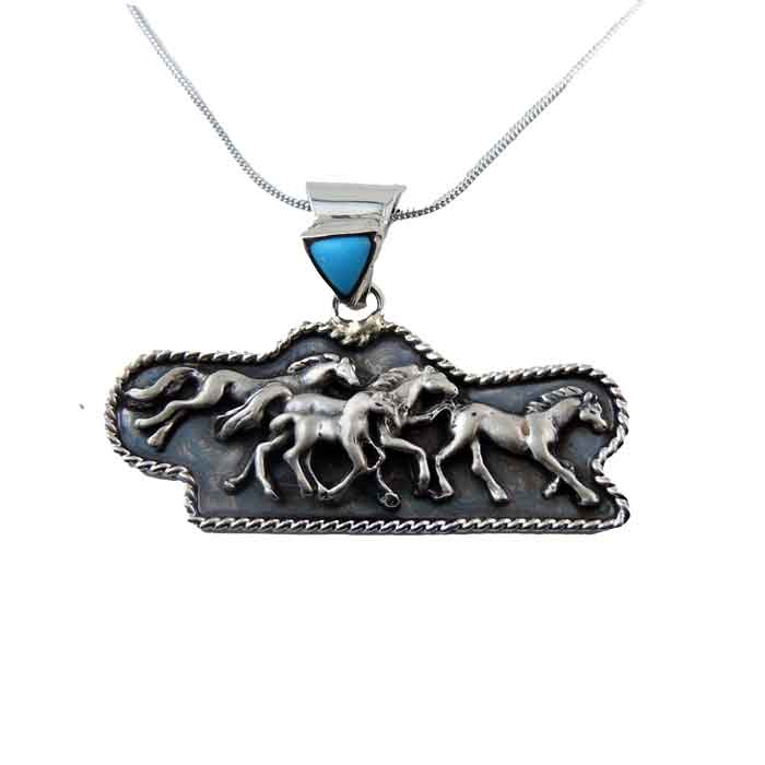 Family of Horses Sterling Silver Pendant sterling silver Necklace