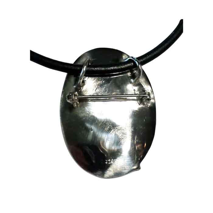 Fancy Hunter Jumper Pendant Necklace Sterling Silver - back pin and slide