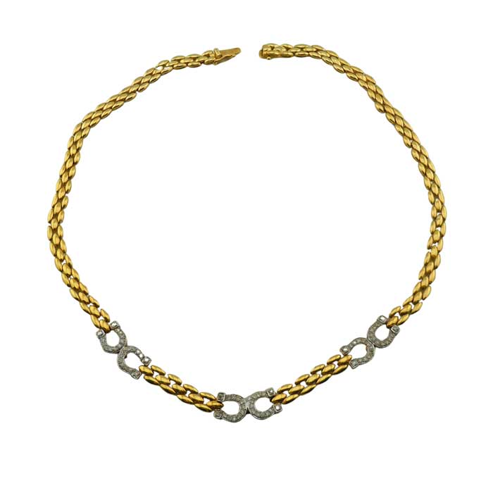 14k Gold horseshoe bracelet and necklace set shown necklace alone