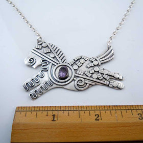 Happy Go Lucky Horse Necklace Sterling Silver and Amethyst
