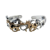 Band of Wild Horses Cuff Bracelet 14k Gold & Sterling Silver
