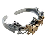 Band of Wild Horses Cuff Bracelet 14k Gold & Sterling Silver