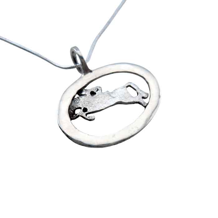 Jumping Horse and Rider Necklace Sterling Silver showing back
