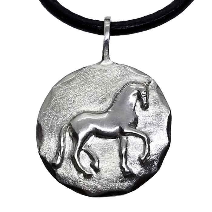 large piaffe dressage horse pendant necklace sterling silver