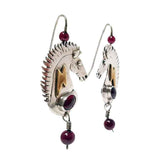 Lightning Bolt Horse Head Dangle Earrings