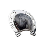 Shadow Horse Head Horseshoe Cloisonné Necklace Pendant OOAK