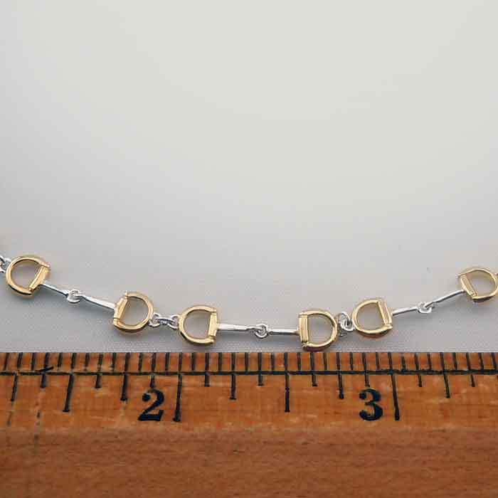 Silver and Gold Snaffle Bit Horse Bit Necklace size of bits