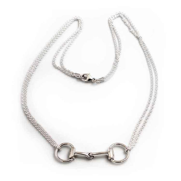 Double Reins Snaffle Horse Bit Necklace Sterling Silver Jamies Horse Jewelry