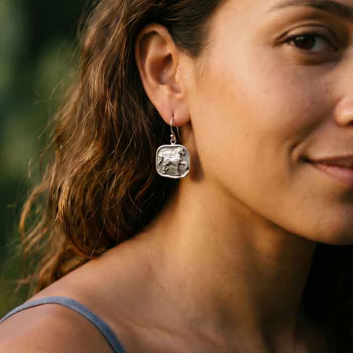 prancing sterling silver horse dangle earrings