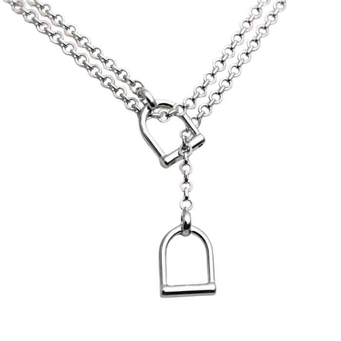 detail Stirrup Lariat Necklace Sterling Silver